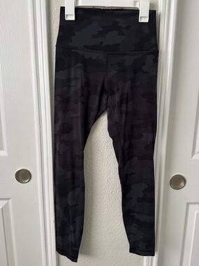 Lululemon Black Camouflage High Waisted Leggings